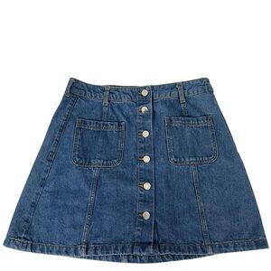 Divided by H & M Denim Skirt Size 8 Blue Jeans Button Front 100% Cotton